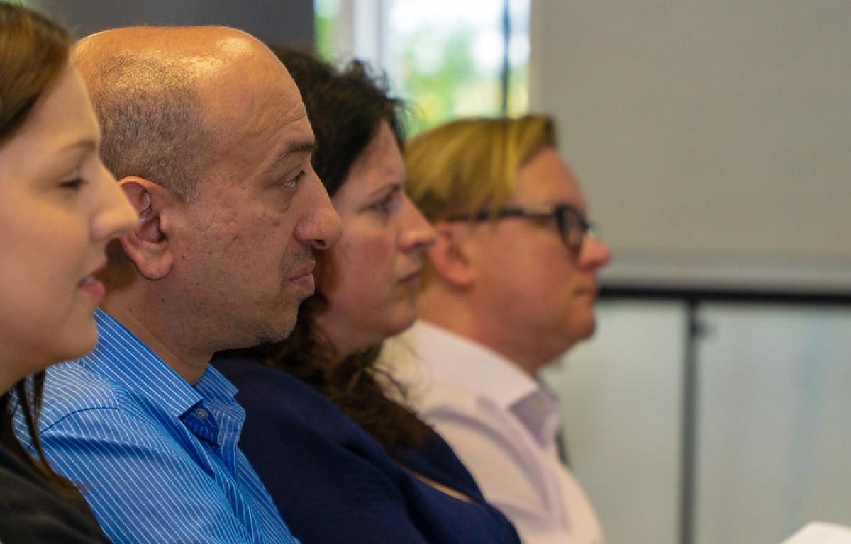 Librarians listening to a speaker Librarians listening to a speaker