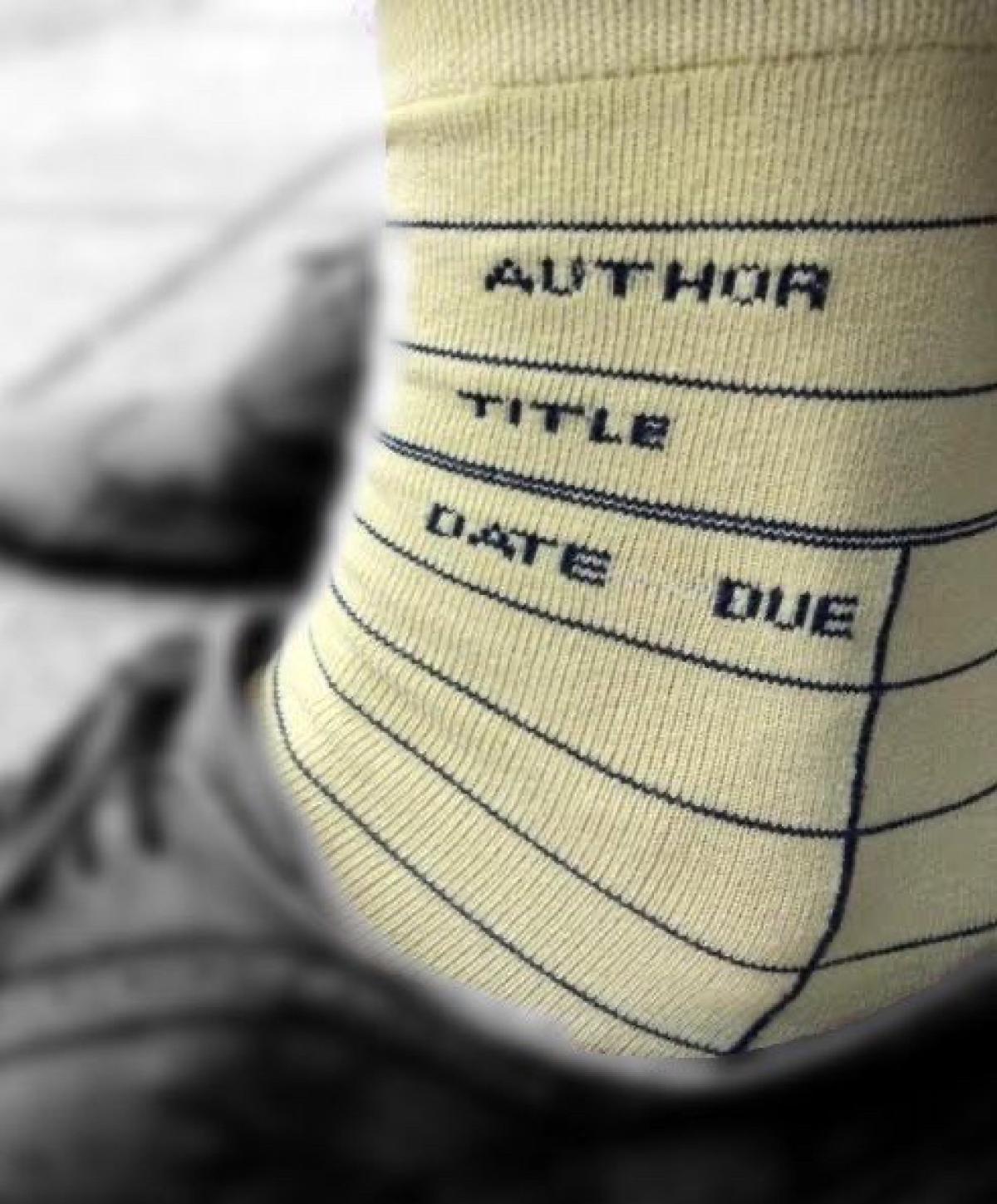 &#039;Date Due&#039; is written on a pair of pale yellow socks