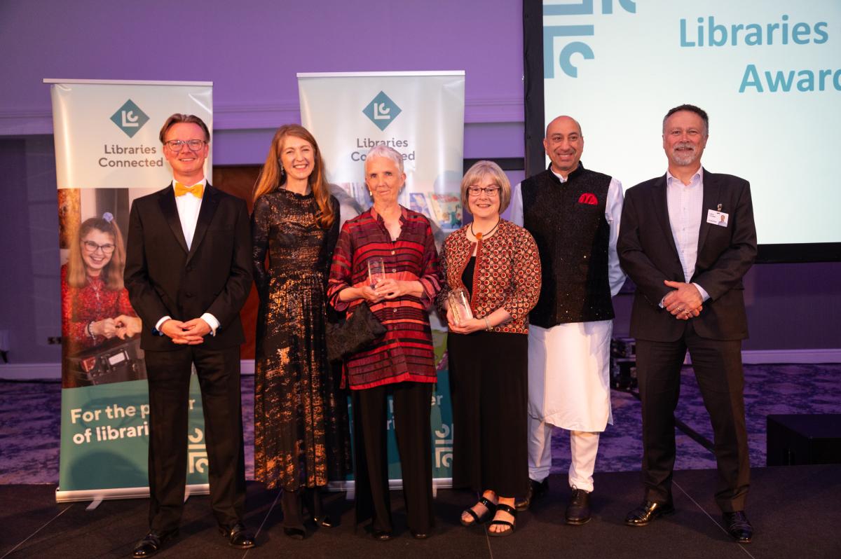 Libraries Connected Award winners with Nick Forster, Ayub Khan, Isobel Hunter and Ed Jewell.